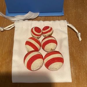 Rebecca de Ravenel Red and White Striped Earrings